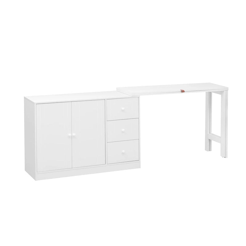 Buffet 2 portes, 3 tiroirs, plateau supérieur coulissant extensible