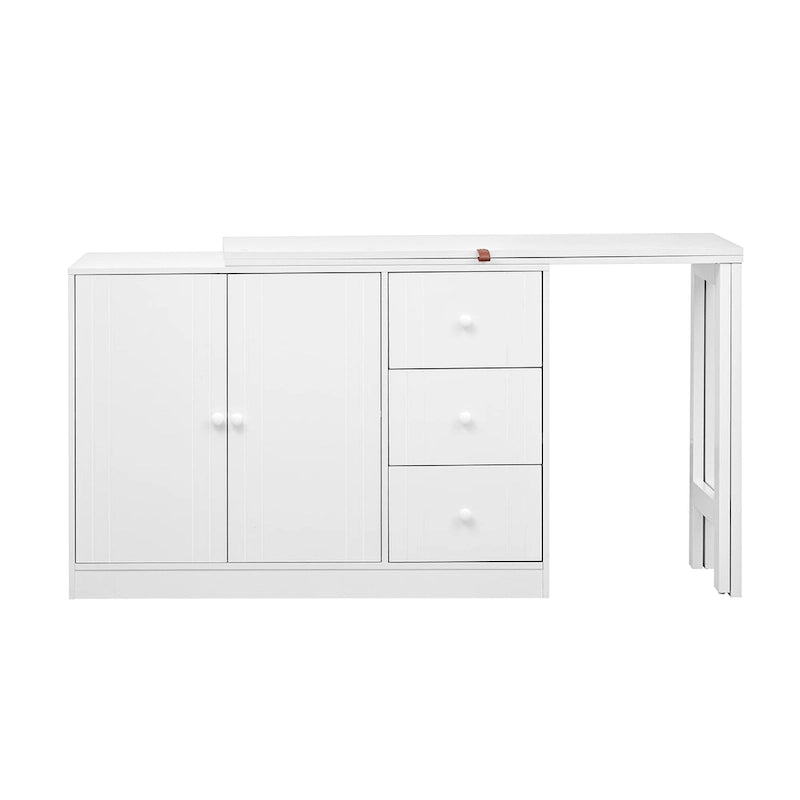 Buffet 2 portes, 3 tiroirs, plateau supérieur coulissant extensible