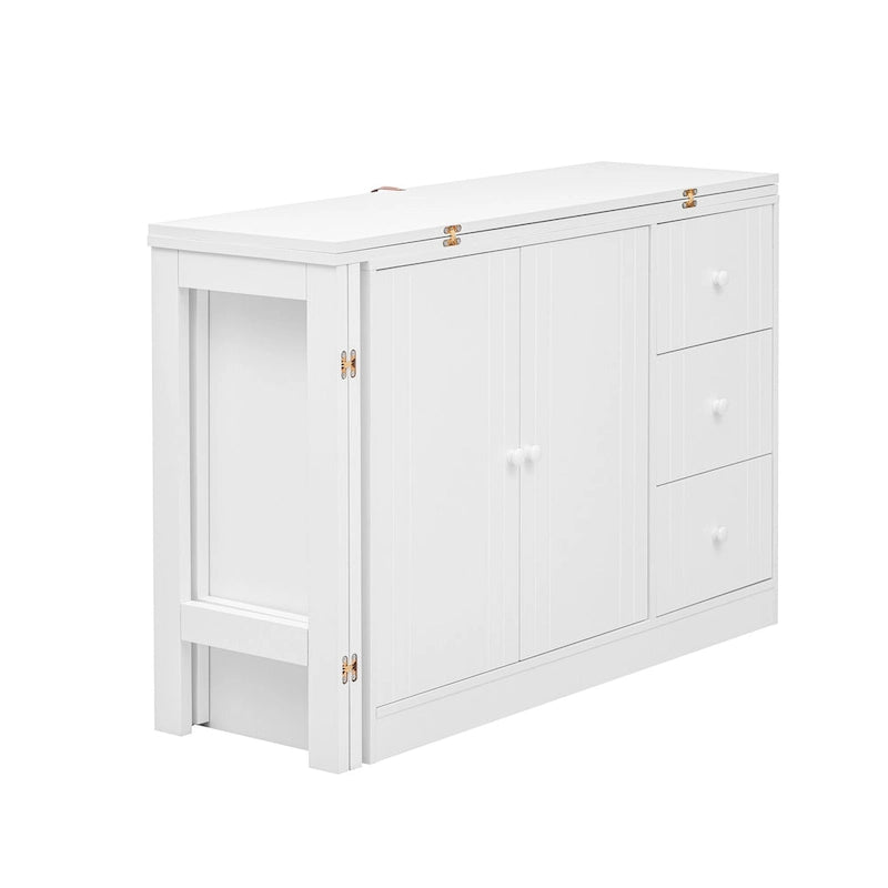 Buffet 2 portes, 3 tiroirs, plateau supérieur coulissant extensible