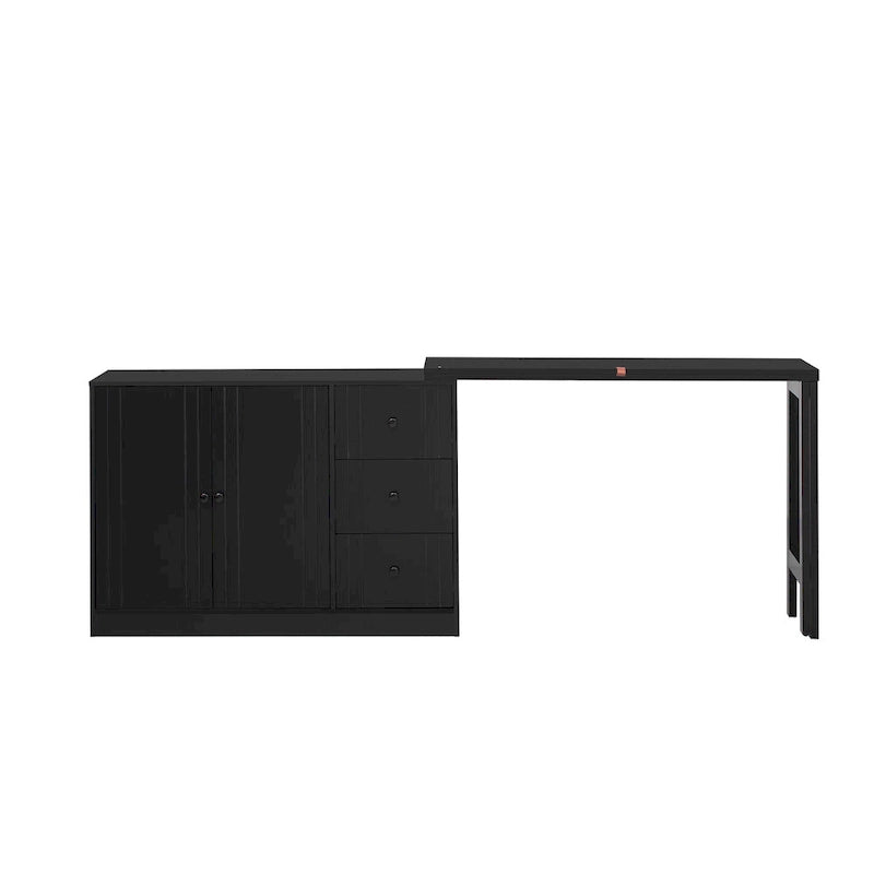 Buffet 2 portes, 3 tiroirs, plateau supérieur coulissant extensible