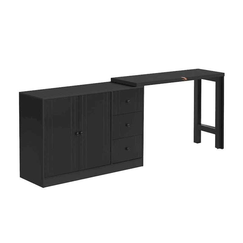 Buffet 2 portes, 3 tiroirs, plateau supérieur coulissant extensible