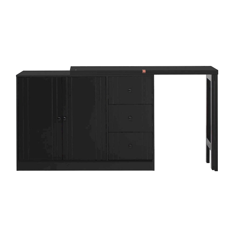 Buffet 2 portes, 3 tiroirs, plateau supérieur coulissant extensible