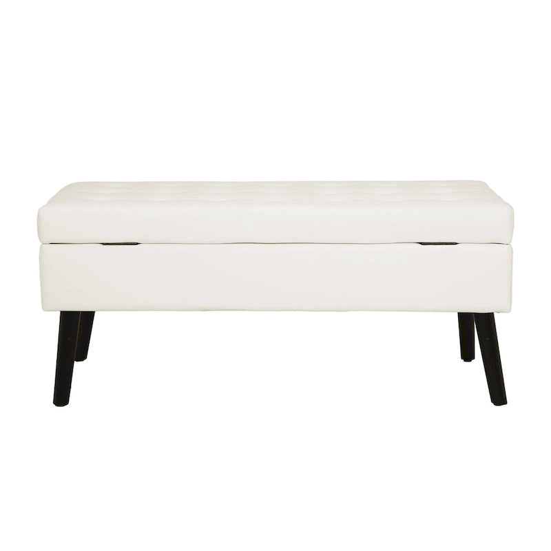 Banc de rangement capitonné rabattable de 109 cm avec pieds en bois massif