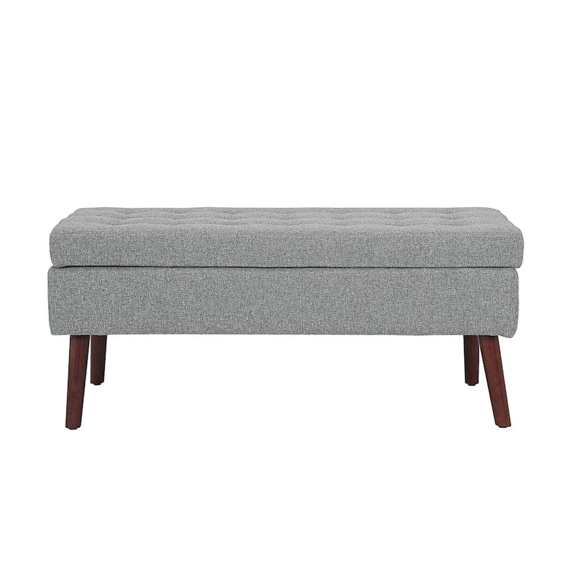 Banc de rangement capitonné rabattable de 109 cm avec pieds en bois massif