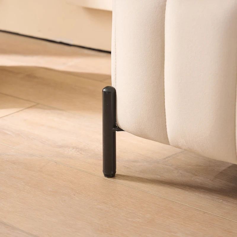 Banc coffre de rangement capitonné en velours avec pieds en métal, beige ou vert