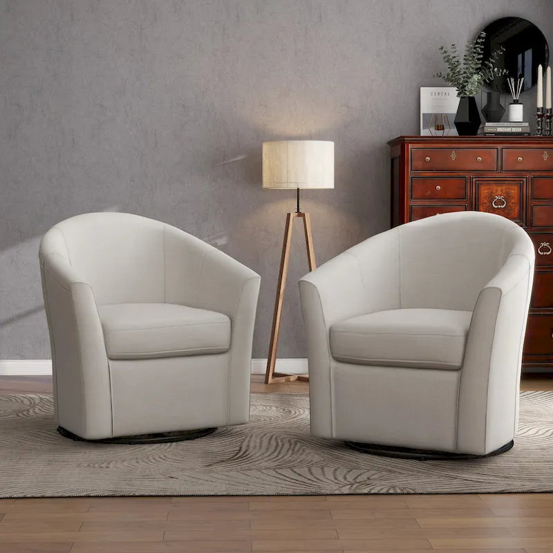 Lot de 2 fauteuils d’appoint modernes pivotants en forme de tonneau, rembourrés, pour le salon