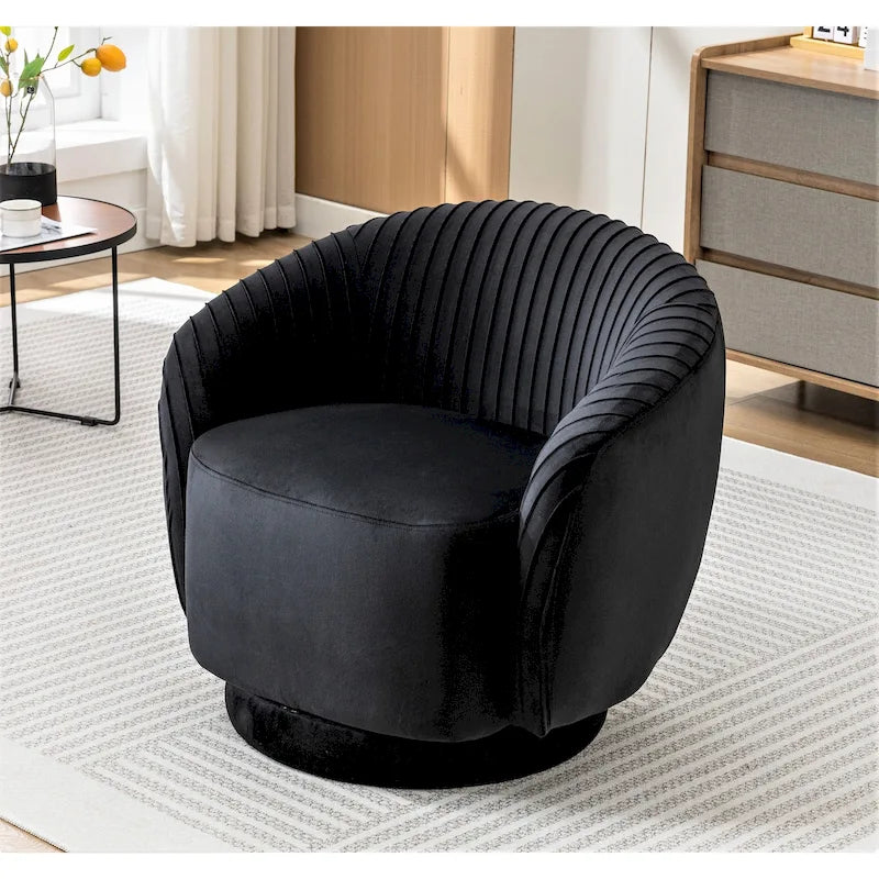 Petit fauteuil tonneau pivotant en velours Milvo