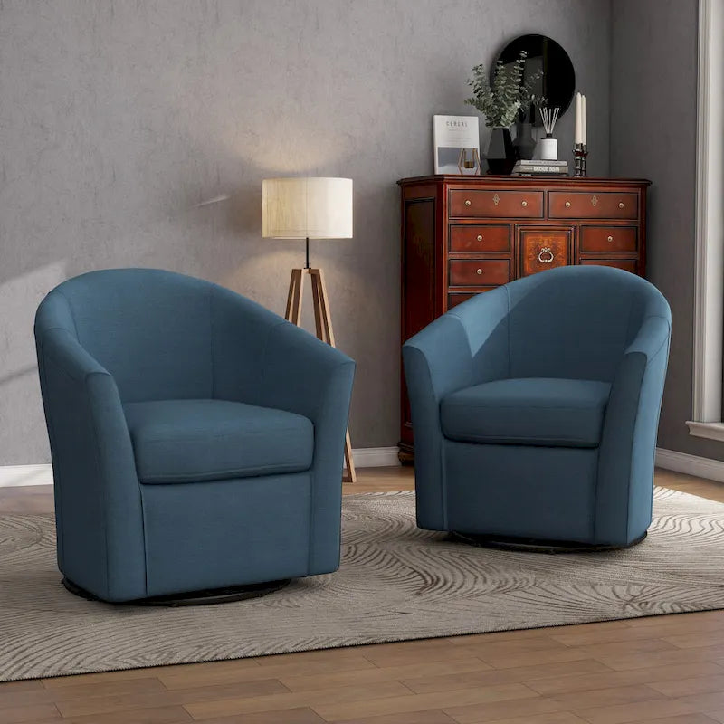 Lot de 2 fauteuils d’appoint modernes pivotants en forme de tonneau, rembourrés, pour le salon