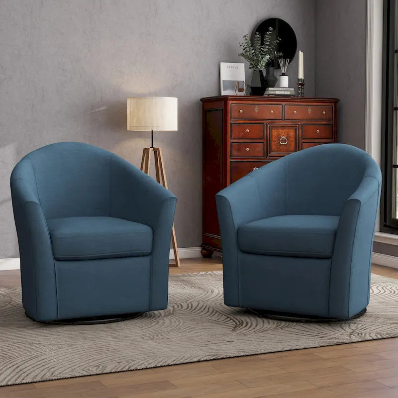 Lot de 2 fauteuils d’appoint modernes pivotants en forme de tonneau, rembourrés, pour le salon