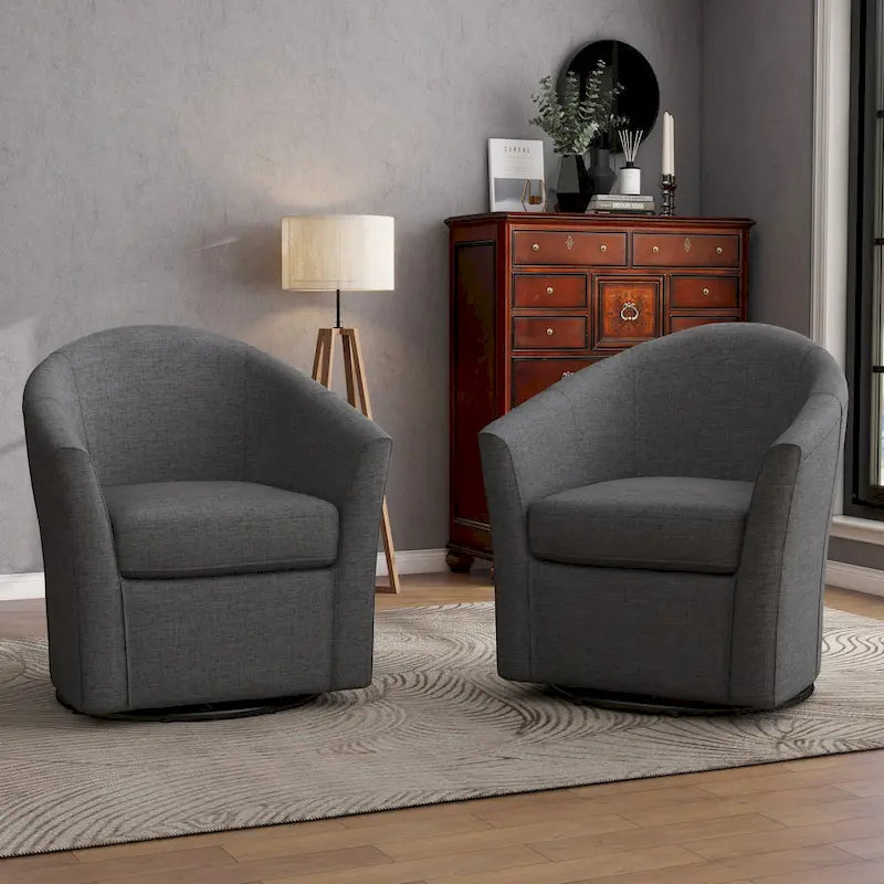 Lot de 2 fauteuils d’appoint modernes pivotants en forme de tonneau, rembourrés, pour le salon