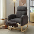 Fauteuil à bascule moderne à dossier haut rembourré de 29,5 po avec pieds en bois massif et repose-pieds réglable