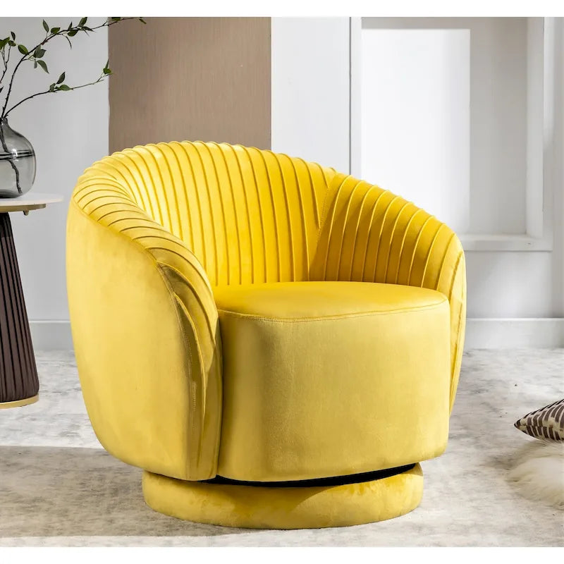 Petit fauteuil tonneau pivotant en velours Milvo