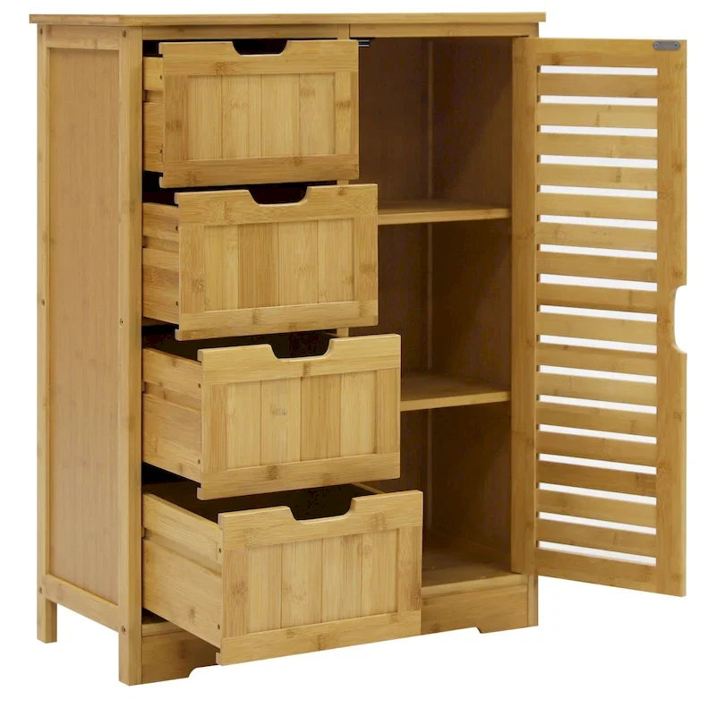 Meuble de rangement sur pied pour salle de bain VEIKOUS avec 4 tiroirs