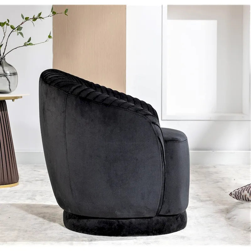 Petit fauteuil tonneau pivotant en velours Milvo