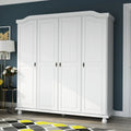 Armoire-penderie Kyle à 4 portes en bois massif 100 % Palace Imports, avec portes en bois massif ou miroir