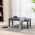 Banc Ottoman Capitoué en Velours avec Clous Décoratifs et Pieds en Bois, Multicolore