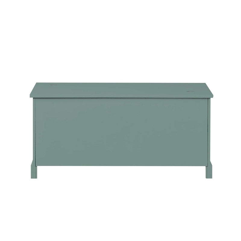 Banc de rangement en bois blanc avec coussin d'assise, 3 tiroirs et 3 paniers tressés