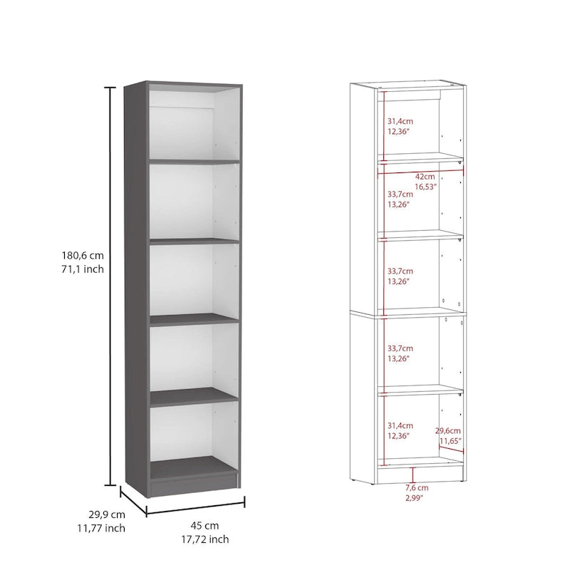 Ensemble de 3 bibliothèques ouvertes, 170 cm de large x 180 cm de haut avec modules d'étagères mixtes (Kenyon)