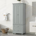 Meuble de rangement haut de salle de bain gris avec portes doubles et deux tiroirs