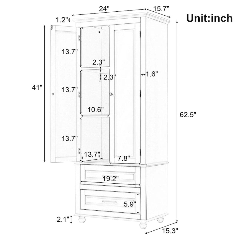 Meuble de rangement haut de salle de bain gris avec portes doubles et deux tiroirs