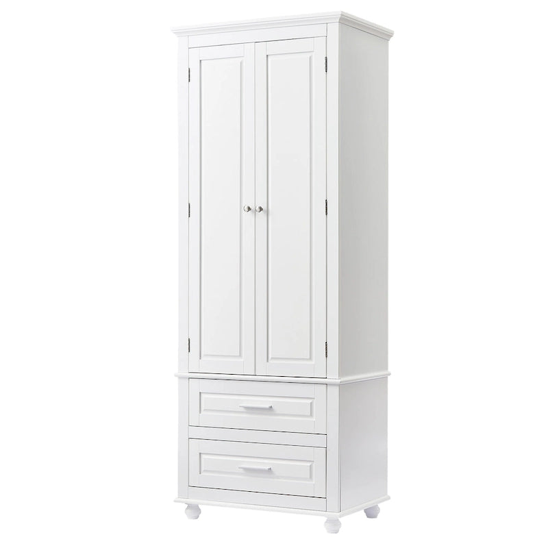 Meuble de rangement haut de salle de bain gris avec portes doubles et deux tiroirs
