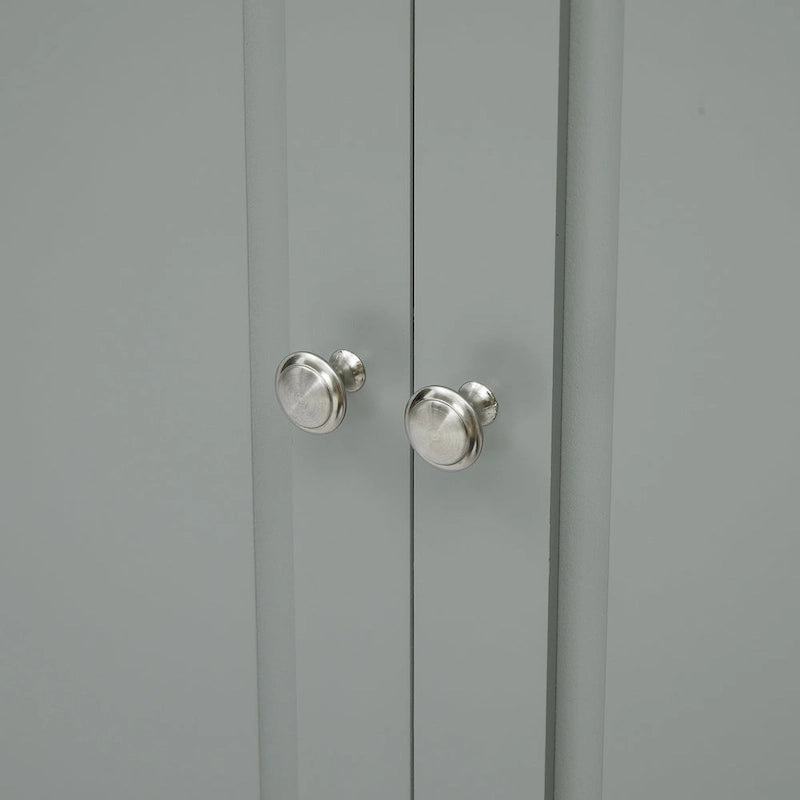 Meuble de rangement haut de salle de bain gris avec portes doubles et deux tiroirs