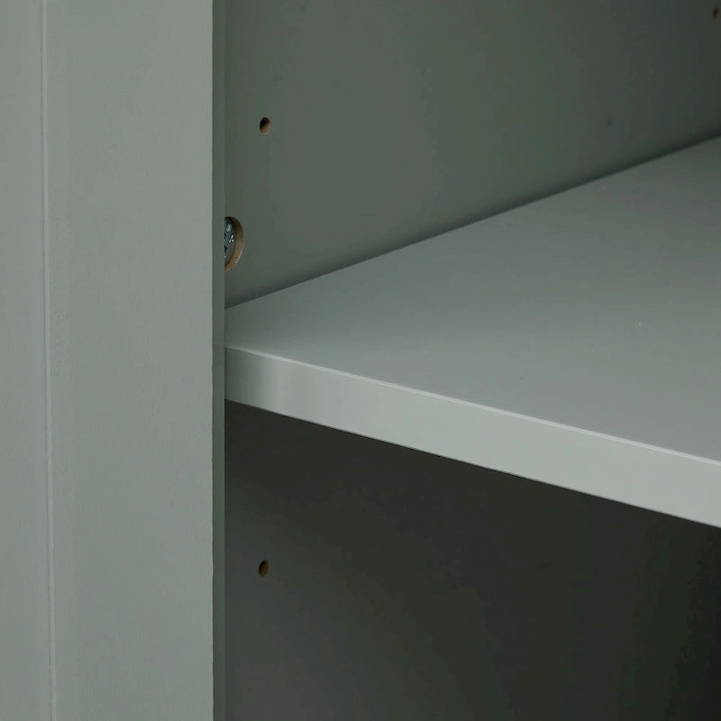 Meuble de rangement haut de salle de bain gris avec portes doubles et deux tiroirs