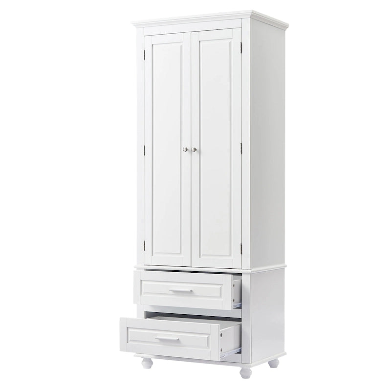Meuble de rangement haut de salle de bain gris avec portes doubles et deux tiroirs