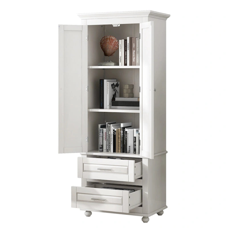 Meuble de rangement haut de salle de bain gris avec portes doubles et deux tiroirs