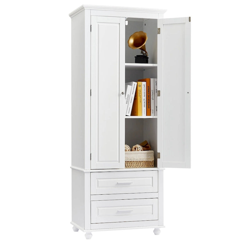 Meuble de rangement haut de salle de bain gris avec portes doubles et deux tiroirs
