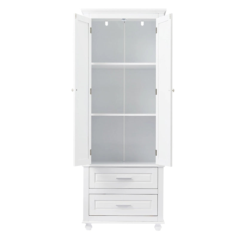 Meuble de rangement haut de salle de bain gris avec portes doubles et deux tiroirs