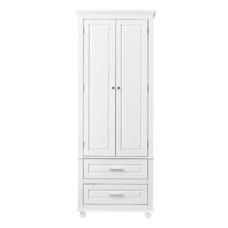Meuble de rangement haut de salle de bain gris avec portes doubles et deux tiroirs