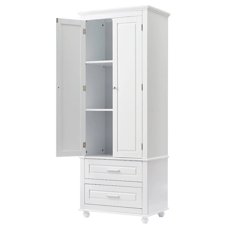 Meuble de rangement haut de salle de bain gris avec portes doubles et deux tiroirs