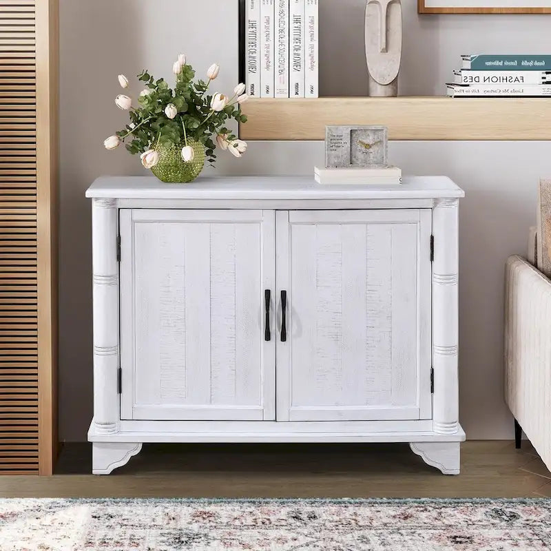 Meuble console d'entrée rétro 2 portes de 40" avec étagère réglable et cadre en bois massif