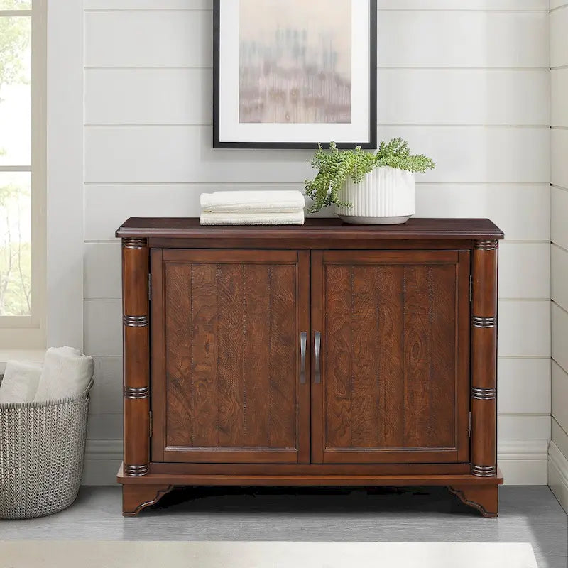 Meuble console d'entrée rétro 2 portes de 40" avec étagère réglable et cadre en bois massif