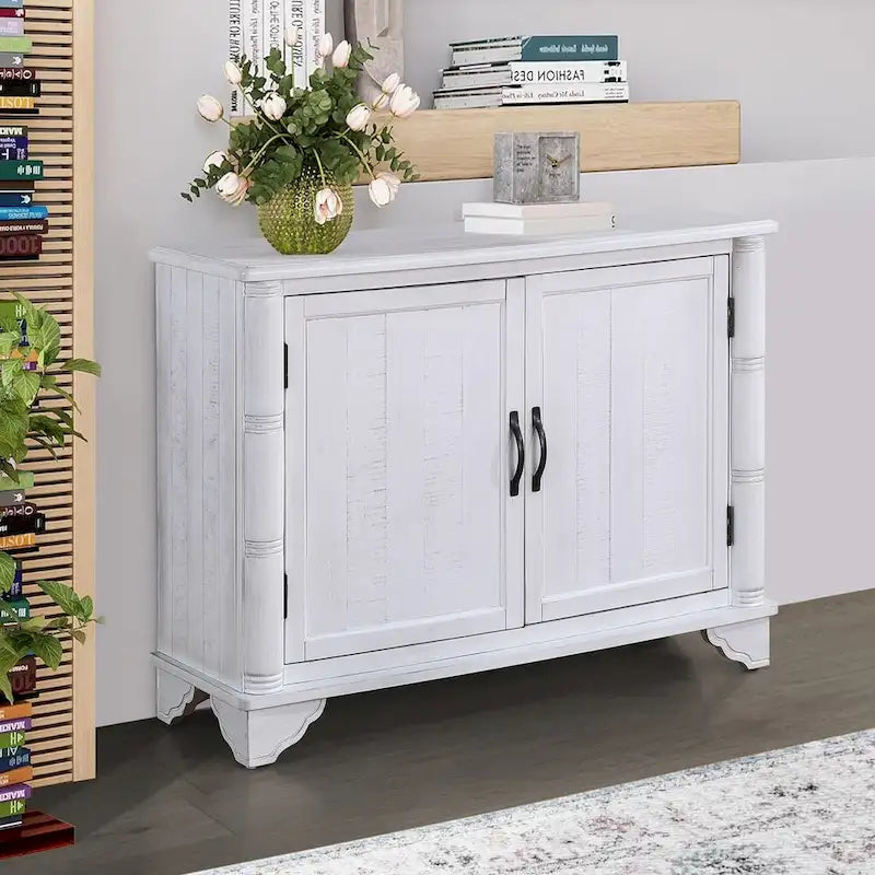 Meuble console d'entrée rétro 2 portes de 40" avec étagère réglable et cadre en bois massif