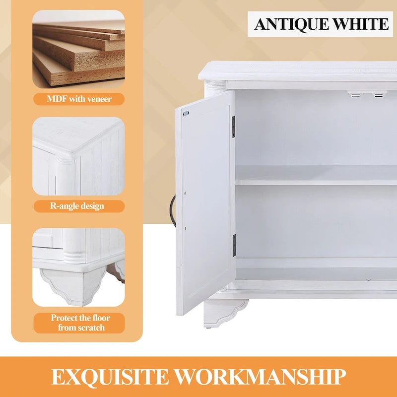 Meuble console d'entrée rétro 2 portes de 40" avec étagère réglable et cadre en bois massif
