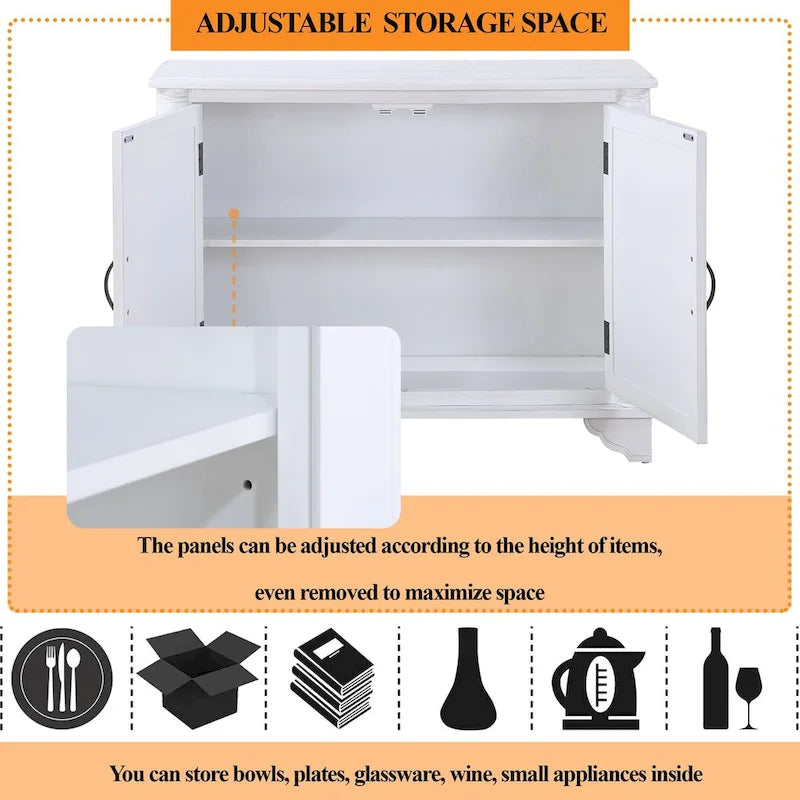 Meuble console d'entrée rétro 2 portes de 40" avec étagère réglable et cadre en bois massif