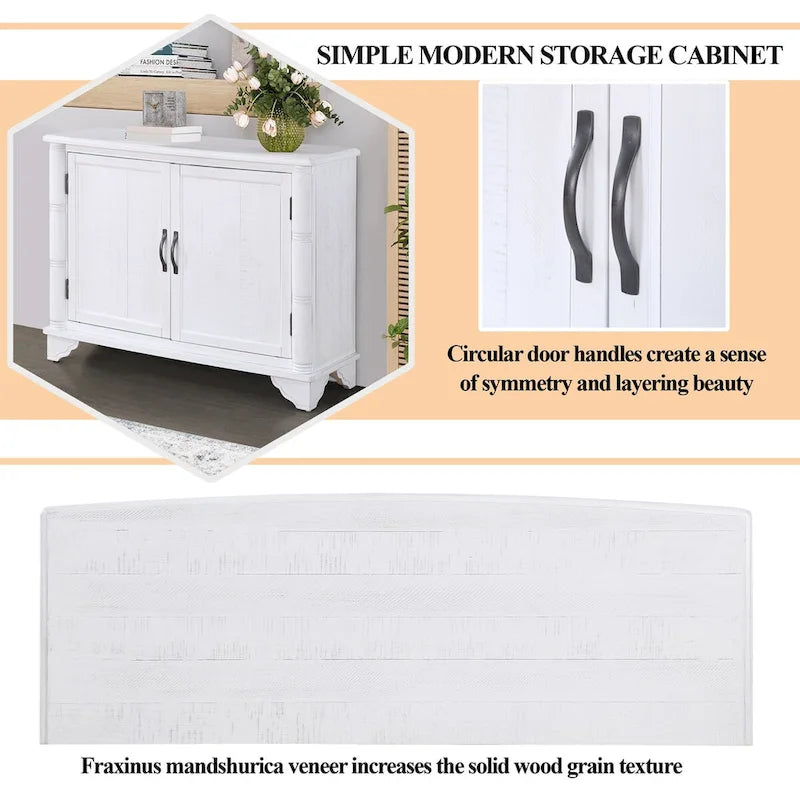 Meuble console d'entrée rétro 2 portes de 40" avec étagère réglable et cadre en bois massif