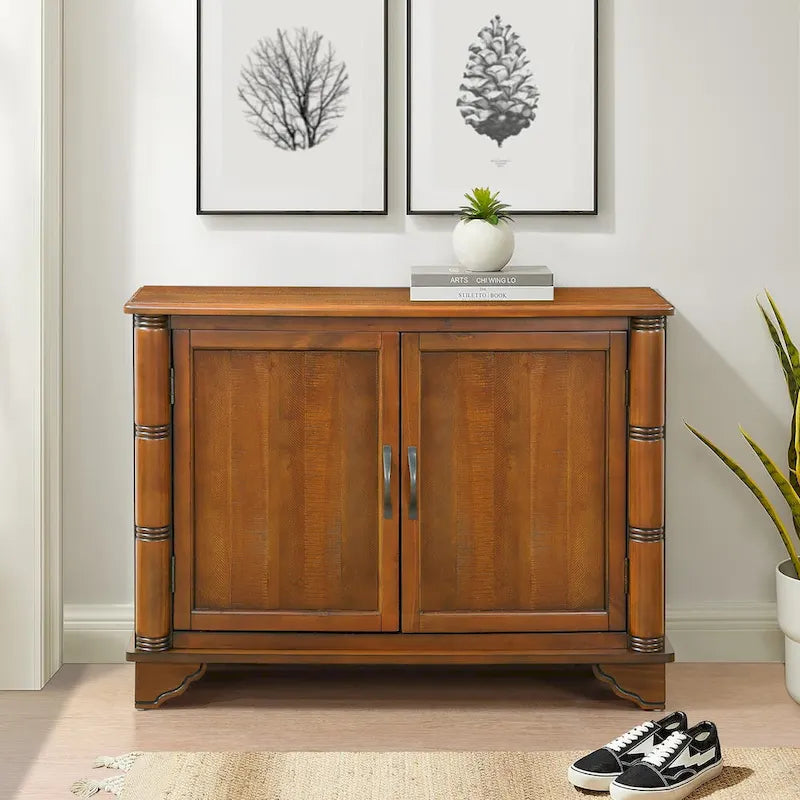 Meuble console d'entrée rétro 2 portes de 40" avec étagère réglable et cadre en bois massif