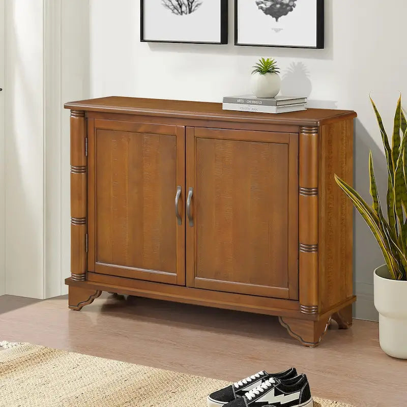 Meuble console d'entrée rétro 2 portes de 40" avec étagère réglable et cadre en bois massif