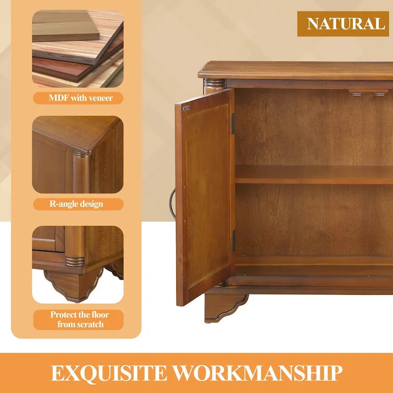 Meuble console d'entrée rétro 2 portes de 40" avec étagère réglable et cadre en bois massif