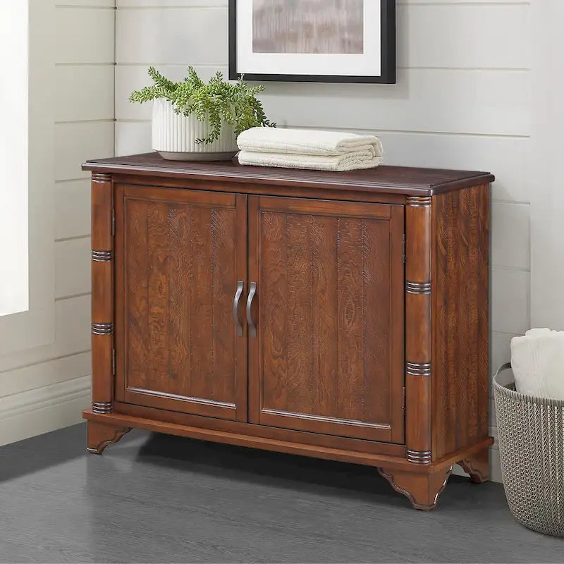 Meuble console d'entrée rétro 2 portes de 40" avec étagère réglable et cadre en bois massif