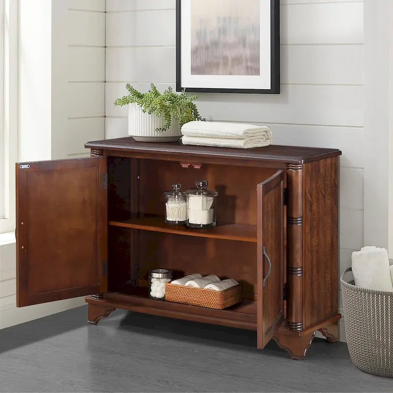 Meuble console d'entrée rétro 2 portes de 40" avec étagère réglable et cadre en bois massif