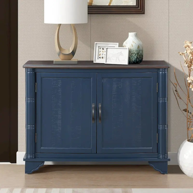 Meuble console d'entrée rétro 2 portes de 40" avec étagère réglable et cadre en bois massif