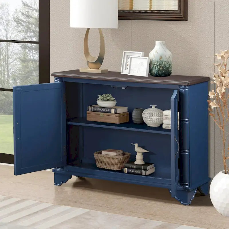Meuble console d'entrée rétro 2 portes de 40" avec étagère réglable et cadre en bois massif