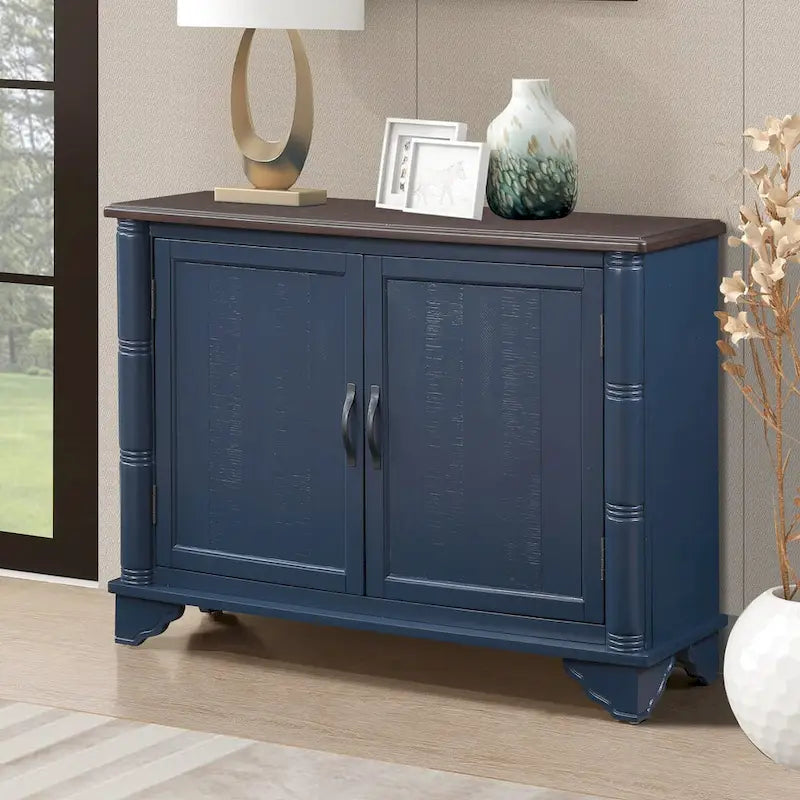 Meuble console d'entrée rétro 2 portes de 40" avec étagère réglable et cadre en bois massif