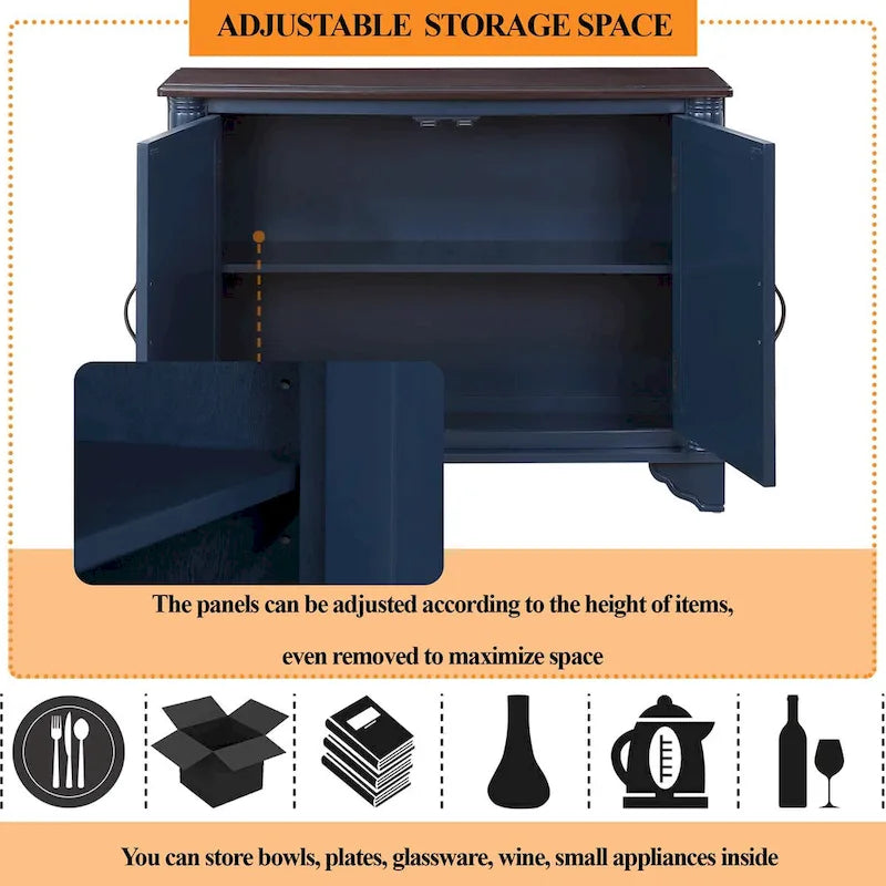 Meuble console d'entrée rétro 2 portes de 40" avec étagère réglable et cadre en bois massif
