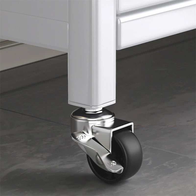 Étagère de rangement en métal roulante avec panneau perforé, portes d'armoire et roulettes verrouillables
