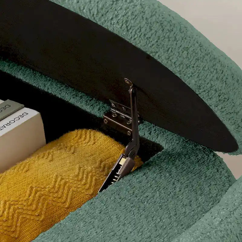 Banc de rangement Boucle Flip-Top avec pieds intégrés incurvés et mousse haute densité
